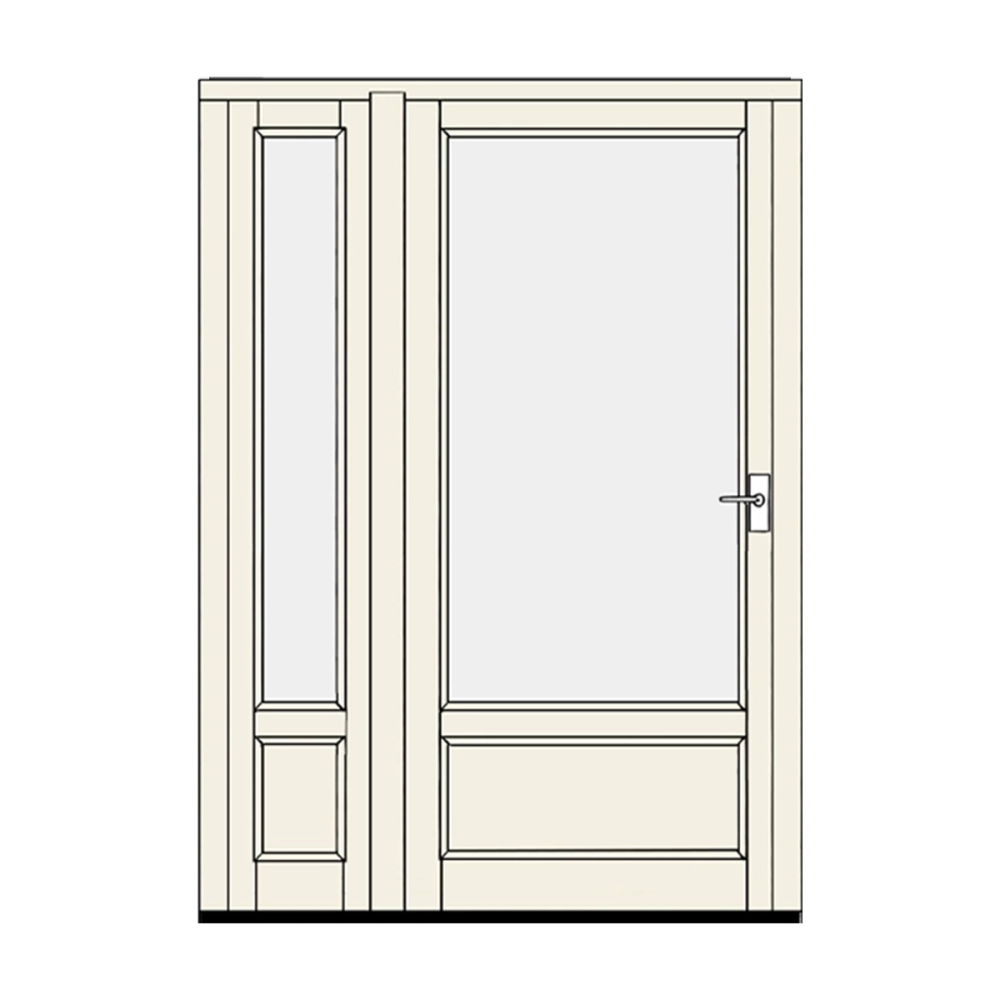 Balcony door with kick panel and sidelight