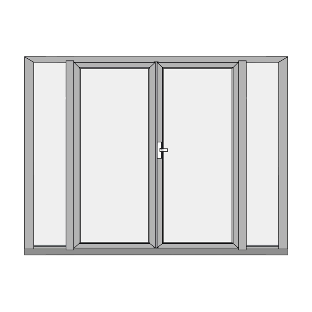 Double balcony doors with sidelights