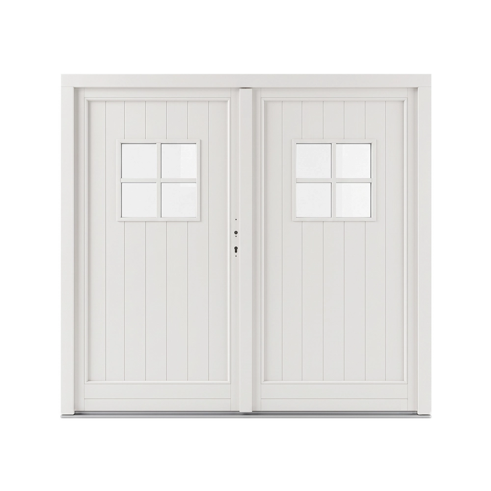 Dubbele garagedeuren - 2250x2050 - 8 vlaks - 2x glas - links