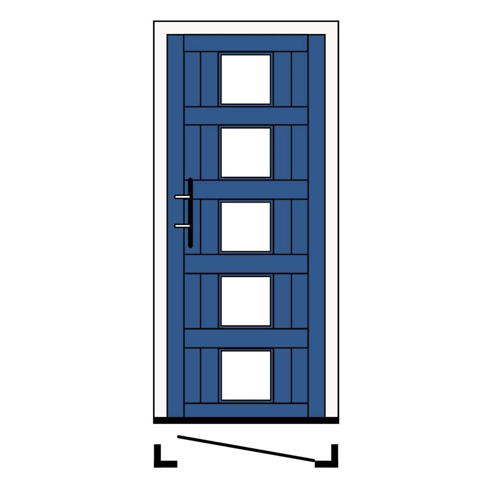 Front door - 1000x2200 - 5x frosted glass - RAL 5015